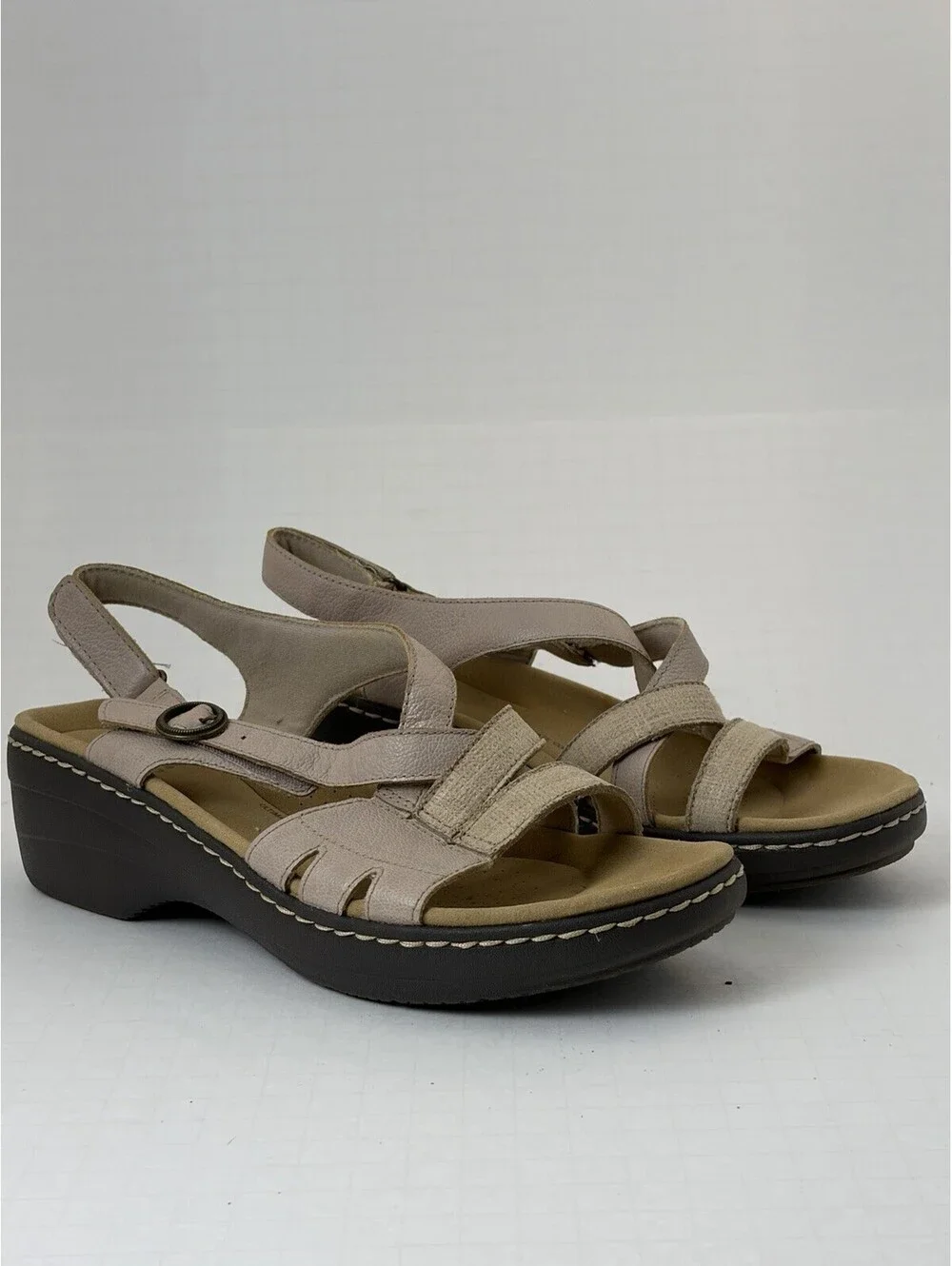 Clarks Merliah Bonita Women’s 9.5 Adjustable Strappy Leather Sandals Comfort